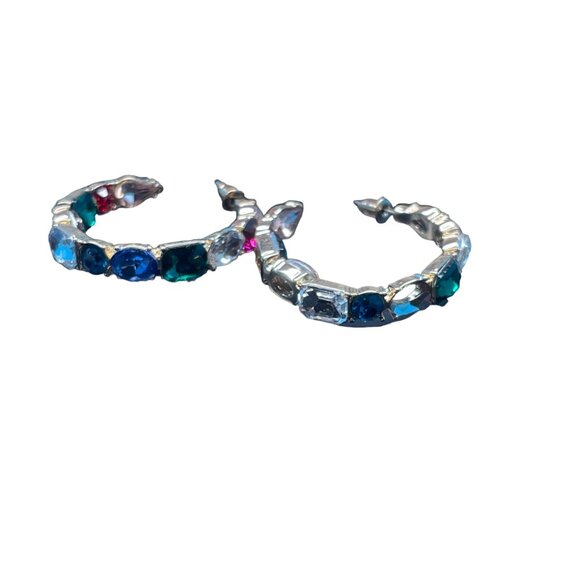 Charming Charlie Gold Hoop Earrings With Multicolor Gemstone Accents MSRP $24 - Picture 6 of 8